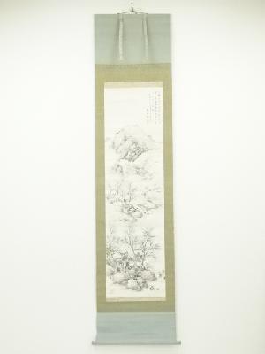 甲戌（1934年）　小室翠雲筆　春浦柳斜図　肉筆紙本掛軸（共箱）